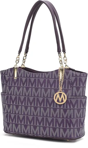 MKF Collection Signature Tote Bag for Women, Shoulder bag Vegan Leather Top-Handle Handbag Purse