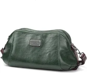 Mn&Sue Women's Crossbody Bags Two Compartment Handbags Casual Shoulder Bag Small Satchel Soft PU Leather Medium Size