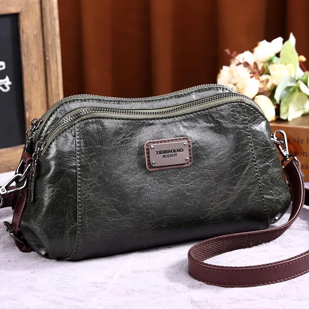 Mn&Sue Women's Crossbody Bags Two Compartment Handbags Casual Shoulder Bag Small Satchel Soft PU Leather Medium Size