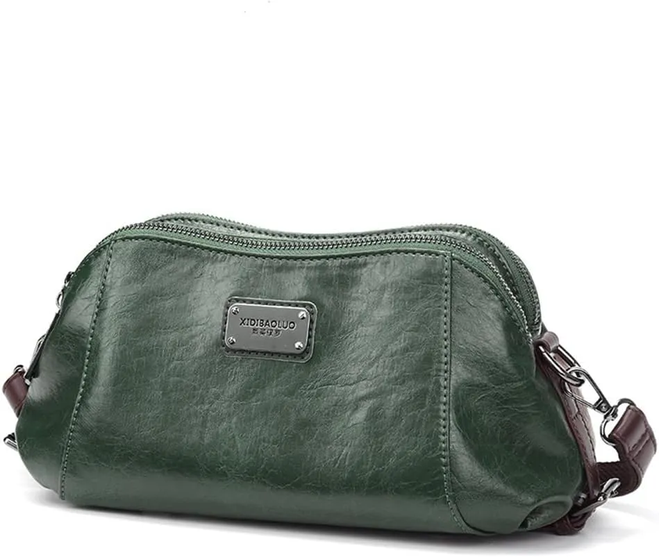 Mn&Sue Women's Crossbody Bags Two Compartment Handbags Casual Shoulder Bag Small Satchel Soft PU Leather Medium Size