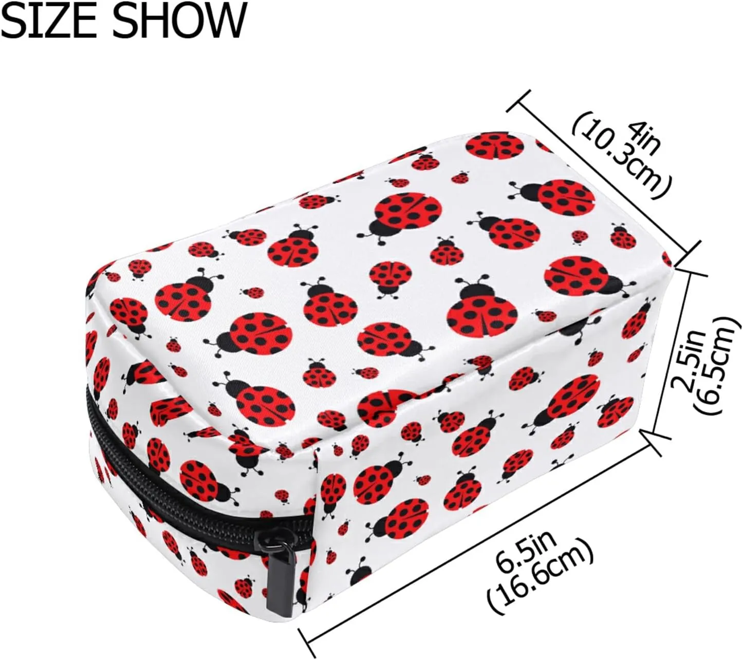 MNSRUU Small Cosmetic Bag for Girl Women Travel, Cute Red Ladybug Makeup Toiletry Organizer Bags with Compartments