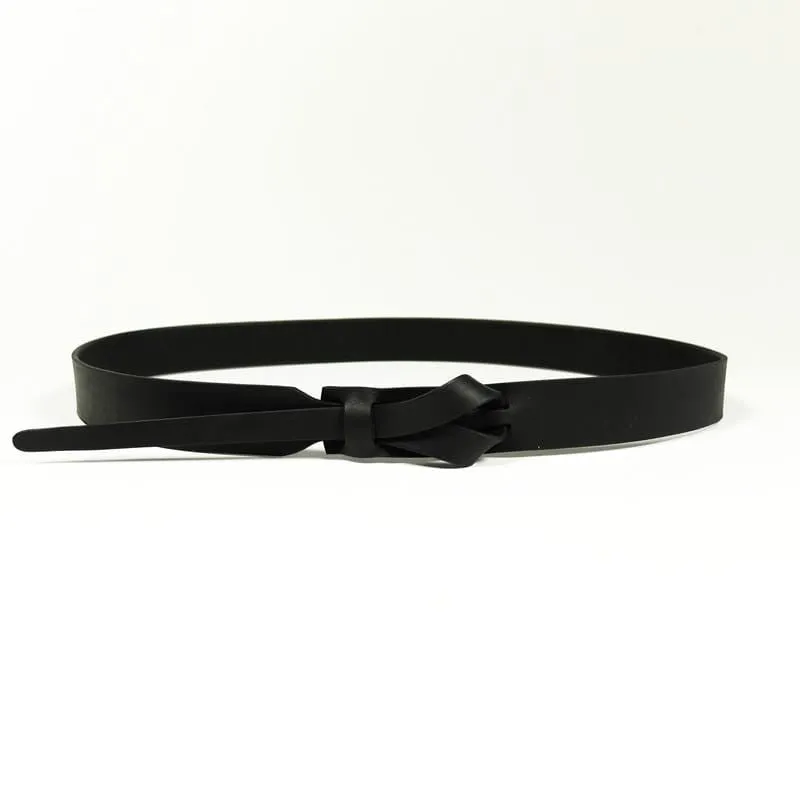 Muse Simple Buckleless Black Leather Belt - 1"