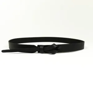 Muse Simple Buckleless Black Leather Belt - 1"