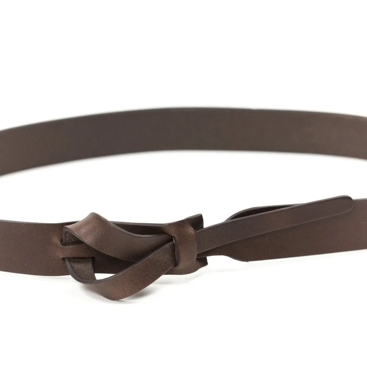 Muse Simple Buckleless Brown Leather Belt - 1"