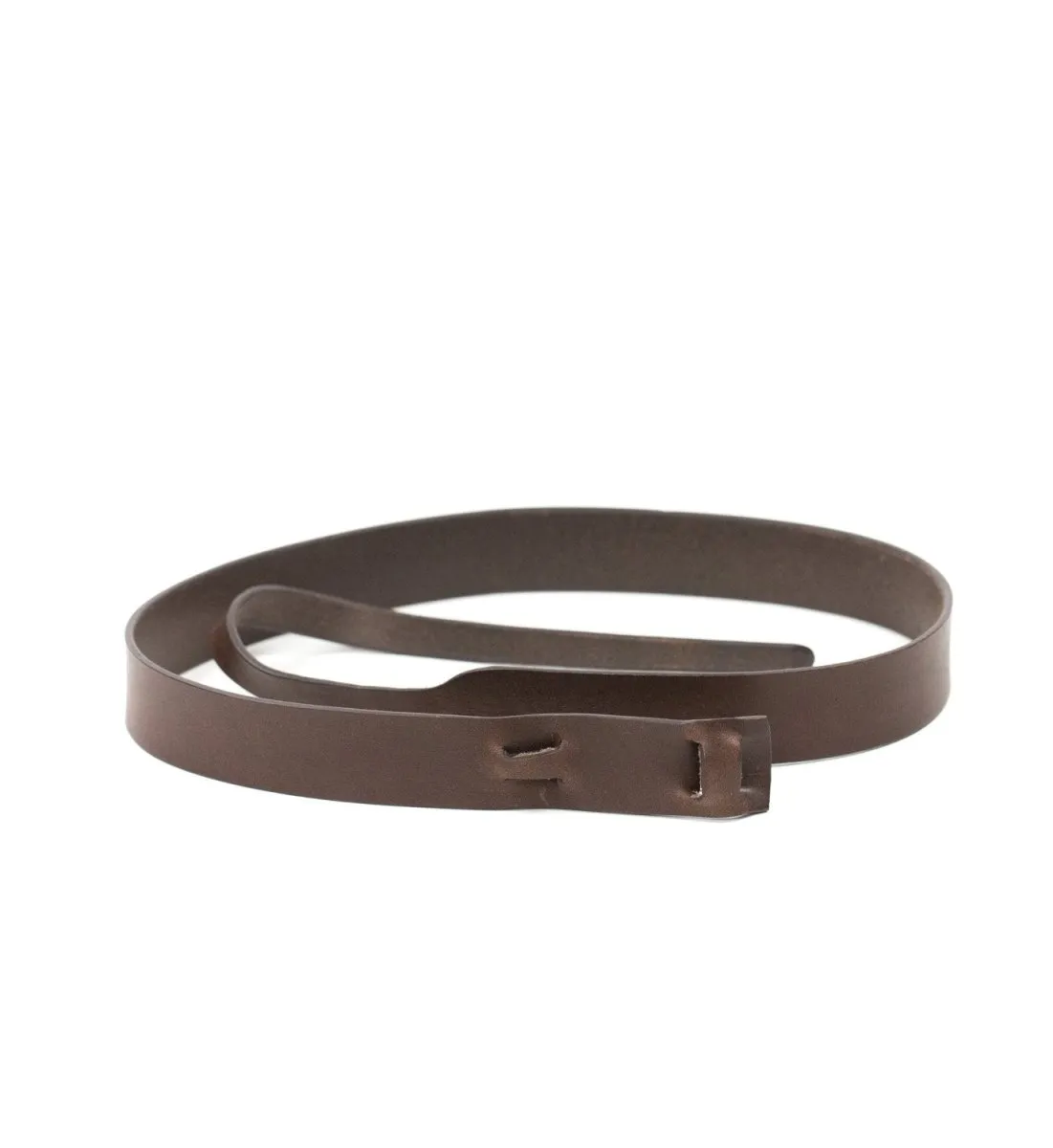 Muse Simple Buckleless Brown Leather Belt - 1"