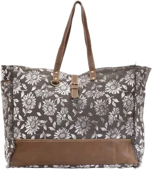Myra Bag Anemone Upcycled Canvas & Leather Weekender Bag S-1479