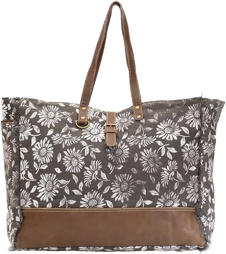 Myra Bag Anemone Upcycled Canvas & Leather Weekender Bag S-1479
