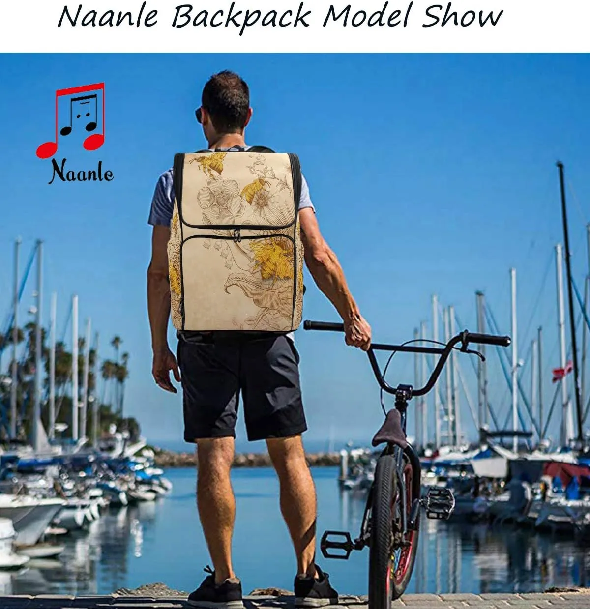 Naanle Cute Funny Yellow Ducks Pattern Casual Daypack College Students Multipurpose Backpack Large Travel Hiking Bags Computer Bag for Men Women