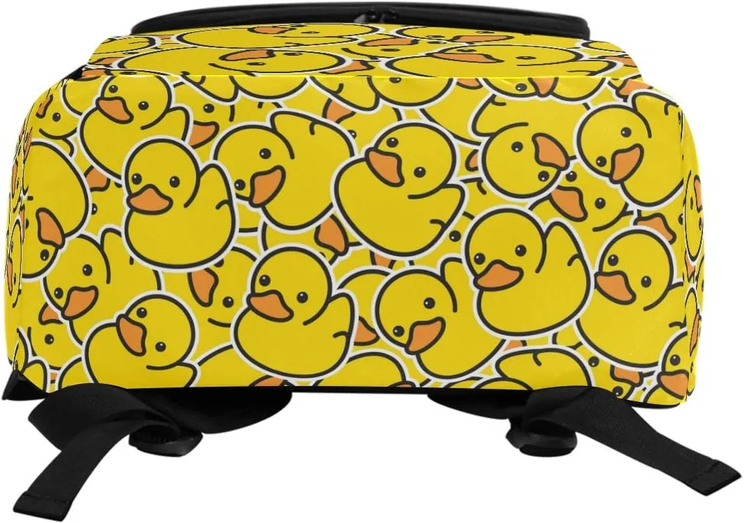 Naanle Cute Funny Yellow Ducks Pattern Casual Daypack College Students Multipurpose Backpack Large Travel Hiking Bags Computer Bag for Men Women