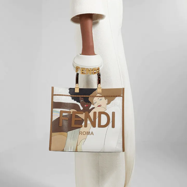 Nano Fendigraphy White Leather Charm Bag - Leather Women's Handbag - Pursefits
