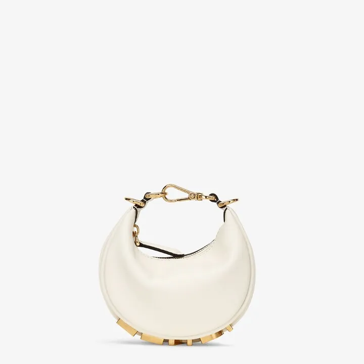 Nano Fendigraphy White Leather Charm Bag - Leather Women's Handbag - Pursefits