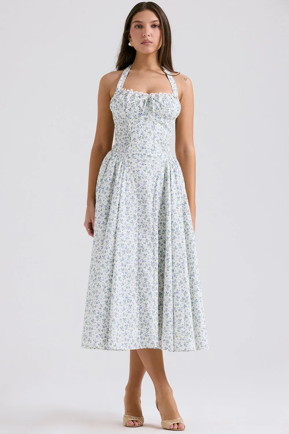 Neck Midi Automation-ready Dress Expedited shipping Halter Floral