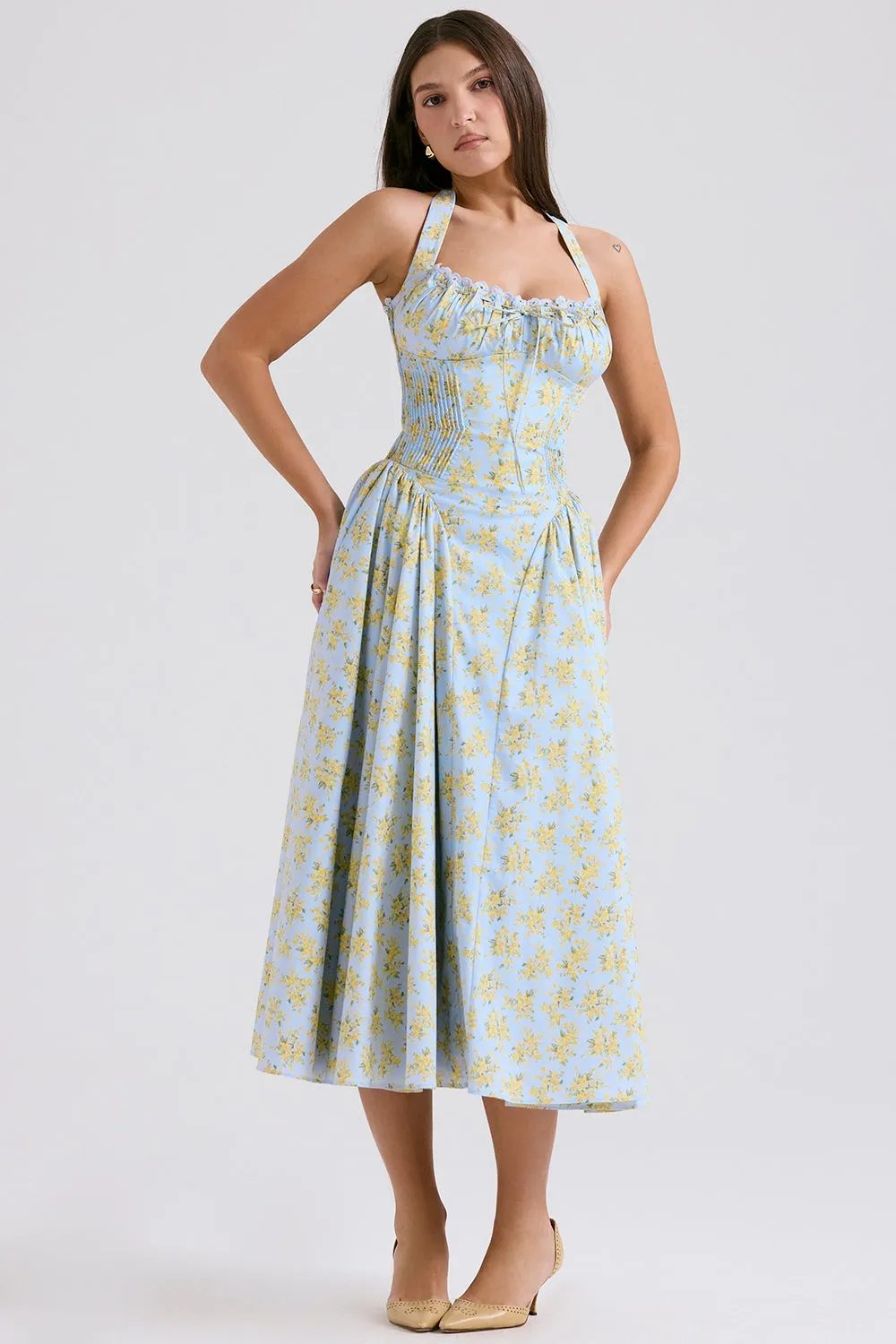 Neck Midi Automation-ready Dress Expedited shipping Halter Floral