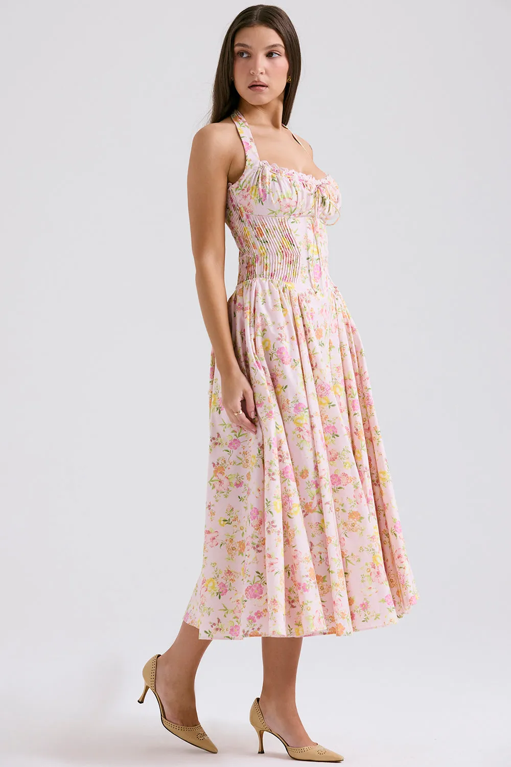 Neck Midi Automation-ready Dress Expedited shipping Halter Floral