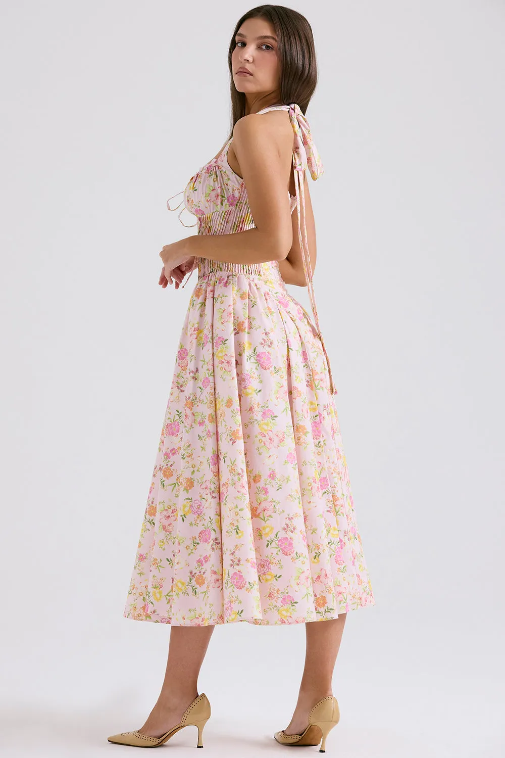 Neck Midi Automation-ready Dress Expedited shipping Halter Floral