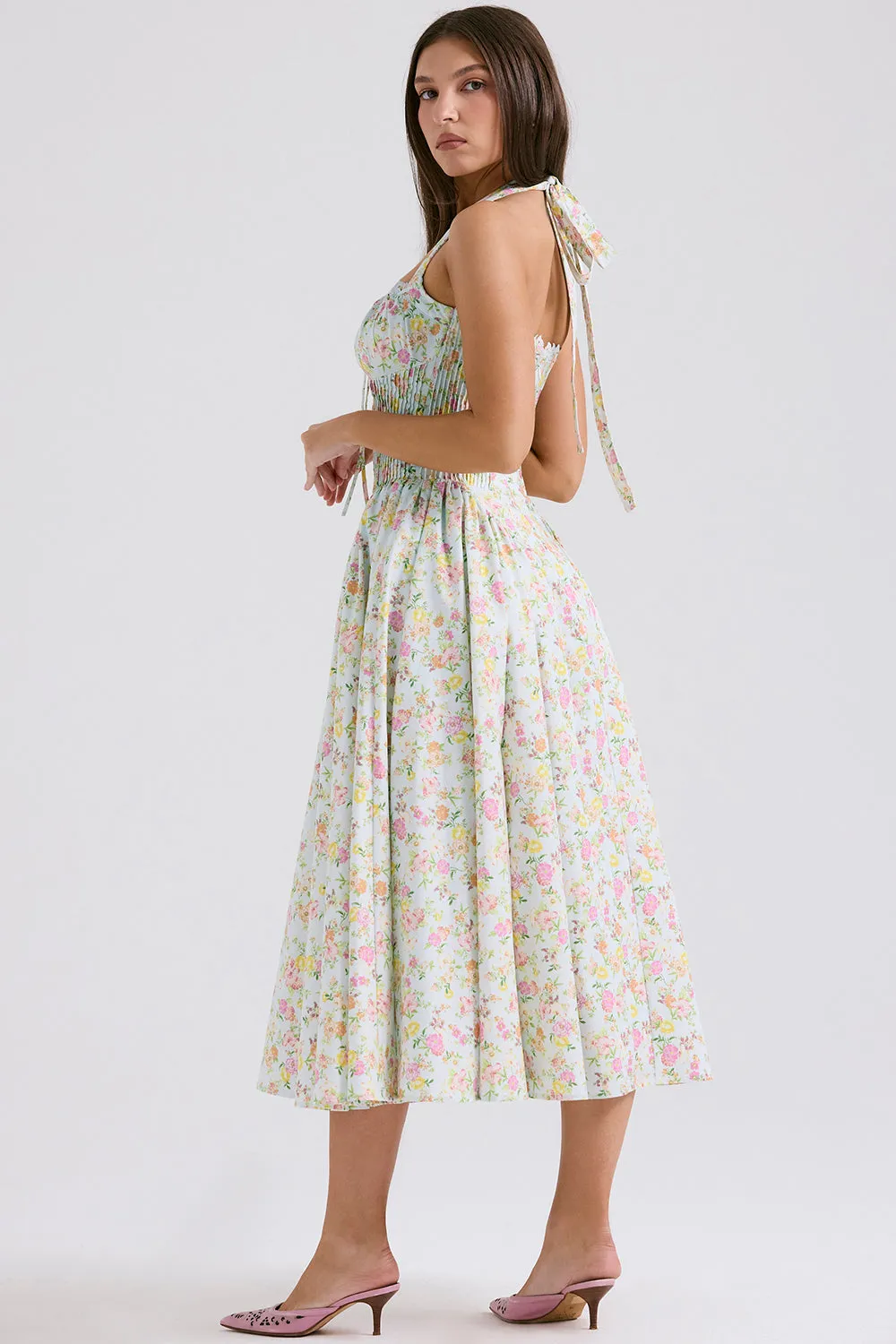 Neck Midi Automation-ready Dress Expedited shipping Halter Floral