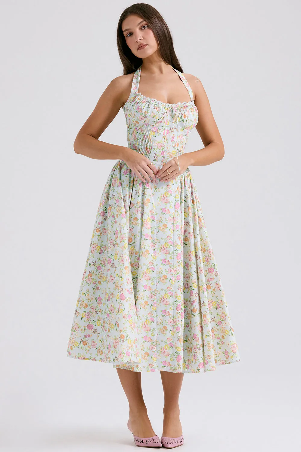 Neck Midi Automation-ready Dress Expedited shipping Halter Floral