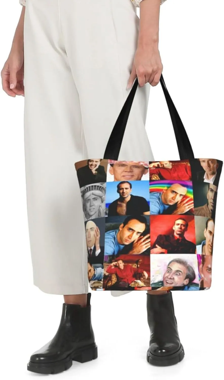Nic-olas Cage Reusable Grocery Shopping Bags,Tote Bag Storage Casual Handbag For Shopping Beach Travel Work