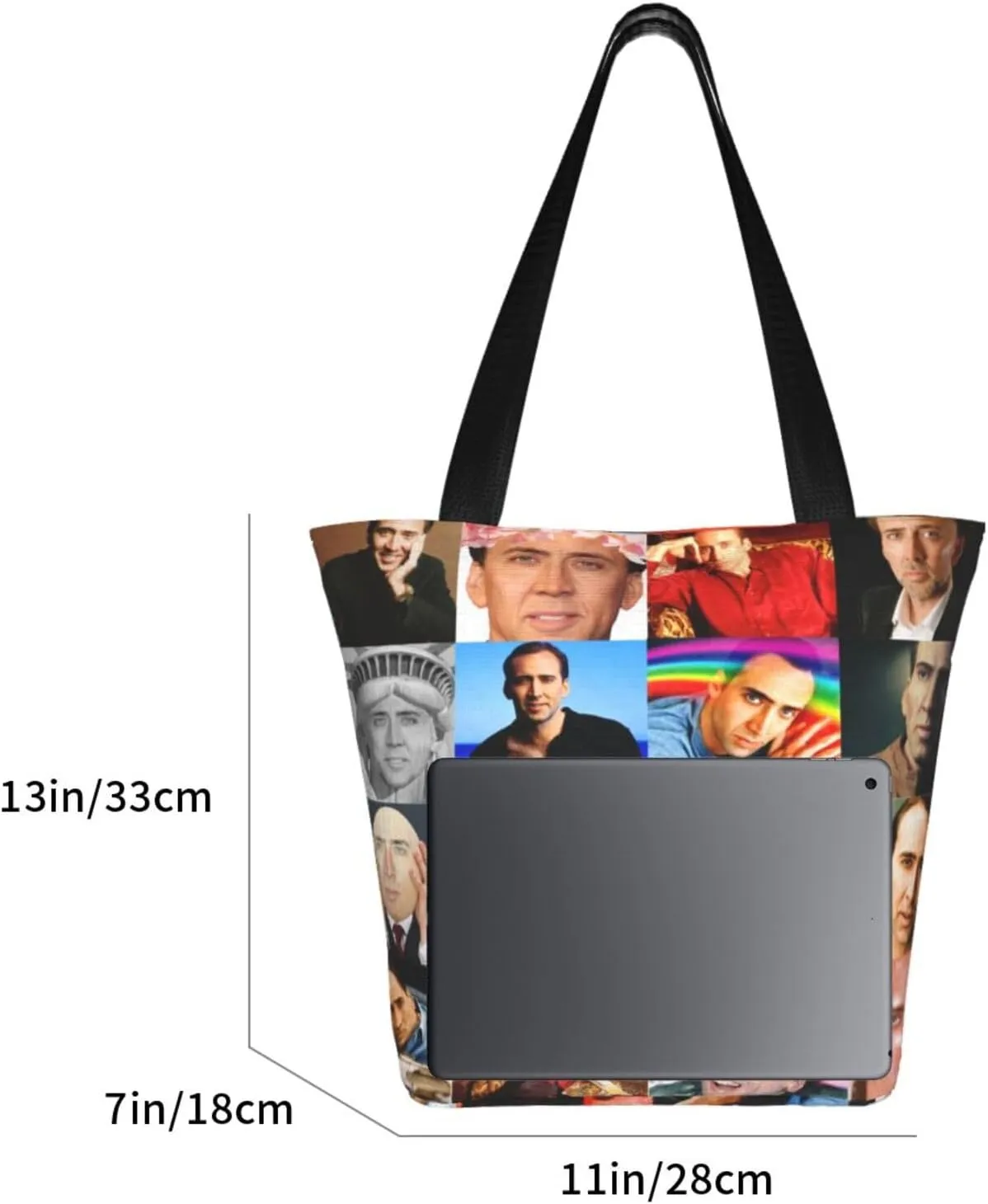 Nic-olas Cage Reusable Grocery Shopping Bags,Tote Bag Storage Casual Handbag For Shopping Beach Travel Work