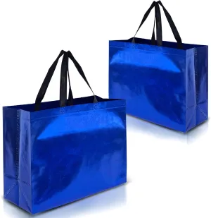 Nush Nush Blue XL Gift Bags Set of 12 Reusable Extra Large Bags With Handles - Perfect For Birthday, Party, Goodie, Favor Bags 15.5W x 6D x 12H Size
