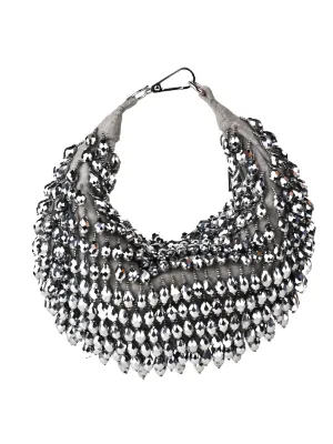 Ophelia Silver Suede Embellished Hobo Bag