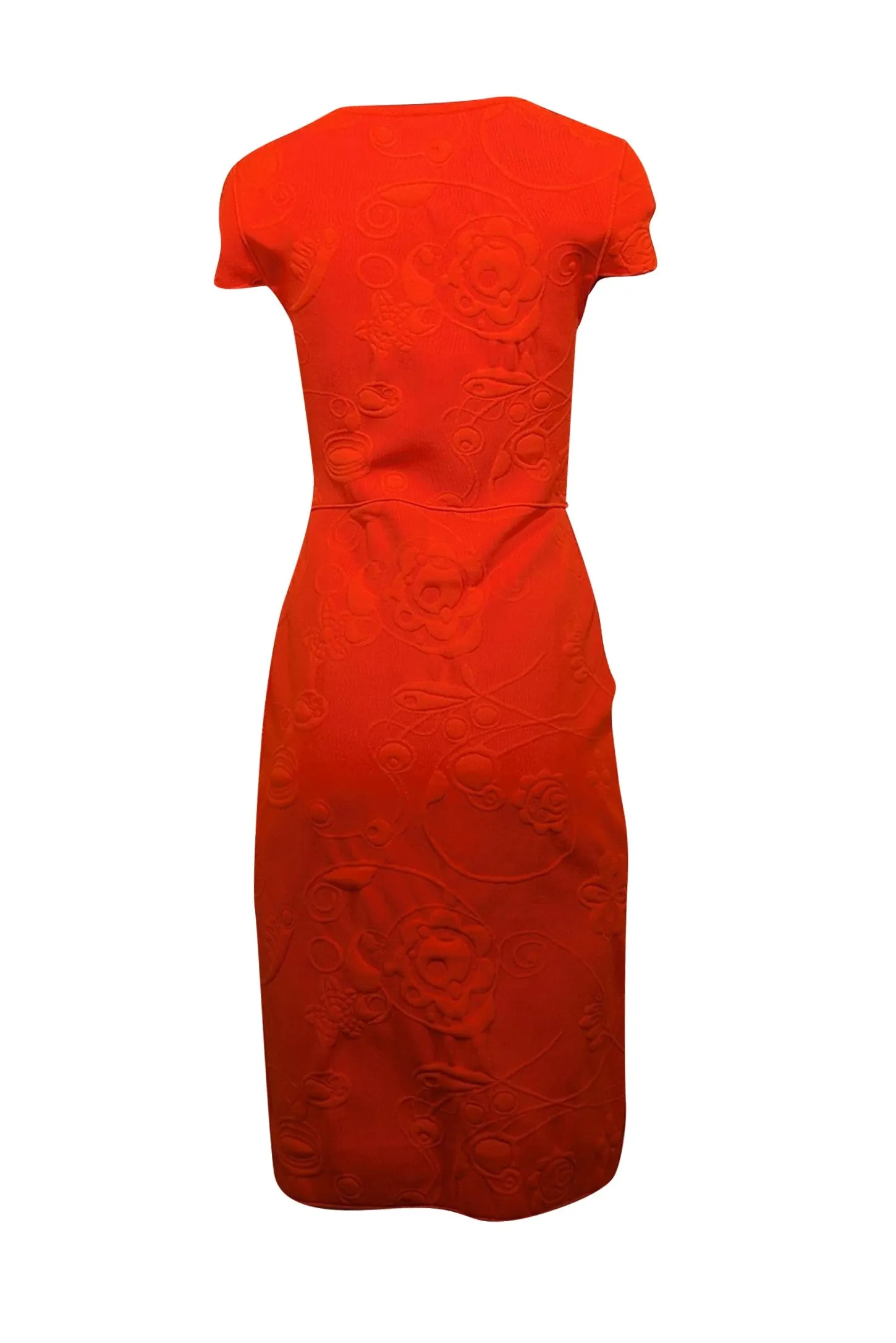 Orange Sz Dress Deep Sleeve Fendi Floral - Practical Textured Print Short Premium finish 6
