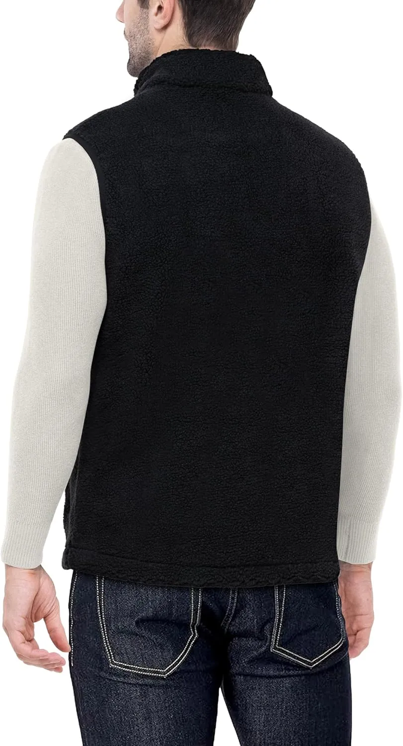 Outdoor Ventures Men's Full-Zip Lightweight Polar Fleece Vest Outerwear with 5 Pockets Warm Winter Sleeveless Jacket Casual