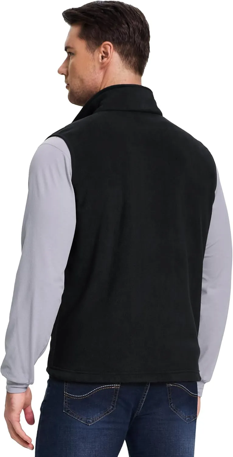 Outdoor Ventures Men's Full-Zip Lightweight Polar Fleece Vest Outerwear with 5 Pockets Warm Winter Sleeveless Jacket Casual