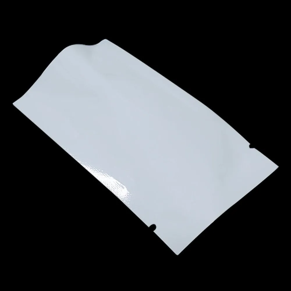 PABCK 200 Pieces White Metallic Mylar Foil Open Top Sealable Bags 2.75x3.9inch (Inside Size 2.4x3.5 inch) Vacuum Heat Seal Pouches for Food Storage Packaging with Tear Notches