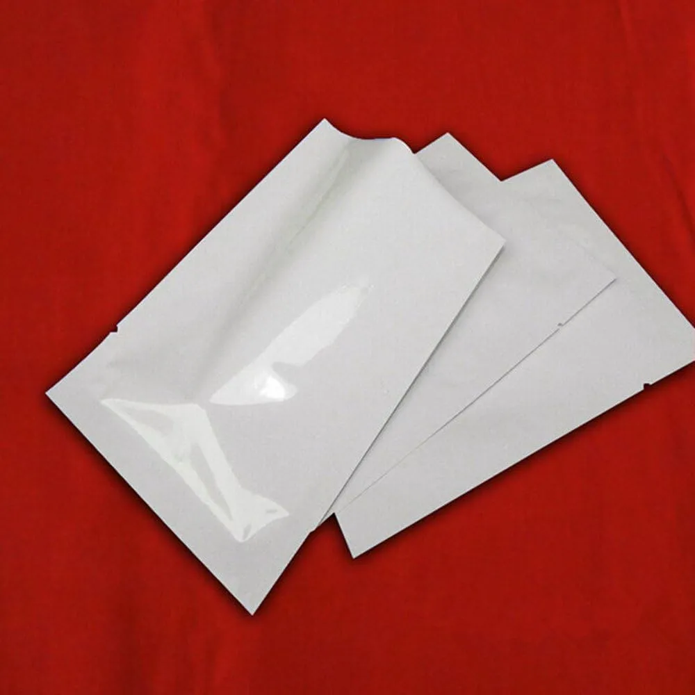 PABCK 500 Pieces White Metallic Mylar Foil Open Top Sealable Bags 3.9x5.9 inch (3.5x5.5 inch Inner Size) Vacuum Heat Seal Pouches for Food Storage Packaging with Tear Notches