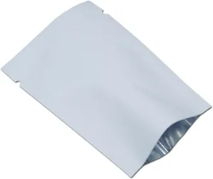 PABCK 500 Pieces White Metallic Mylar Foil Open Top Sealable Bags 3.9x5.9 inch (3.5x5.5 inch Inner Size) Vacuum Heat Seal Pouches for Food Storage Packaging with Tear Notches