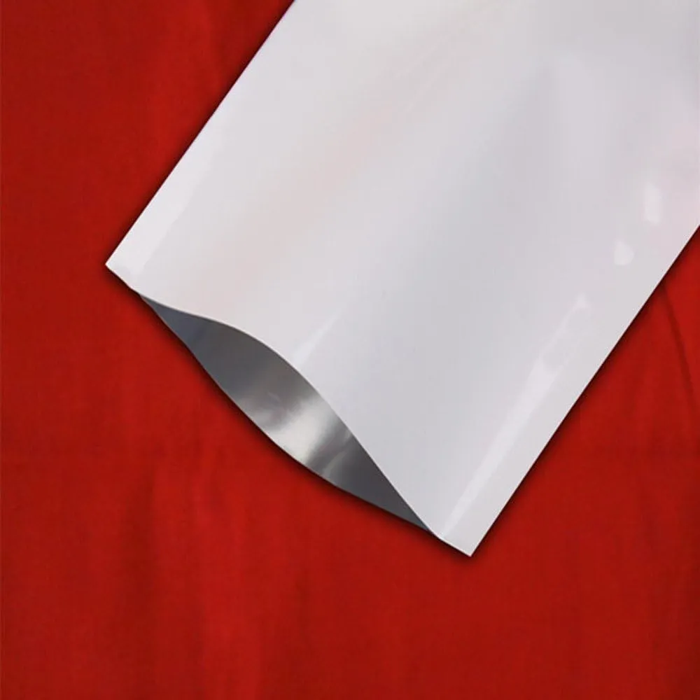 PABCK 500 Pieces White Metallic Mylar Foil Open Top Sealable Bags 3.9x5.9 inch (3.5x5.5 inch Inner Size) Vacuum Heat Seal Pouches for Food Storage Packaging with Tear Notches