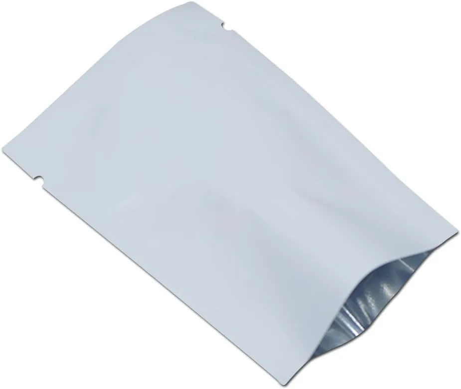 PABCK 500 Pieces White Metallic Mylar Foil Open Top Sealable Bags 3.9x5.9 inch (3.5x5.5 inch Inner Size) Vacuum Heat Seal Pouches for Food Storage Packaging with Tear Notches