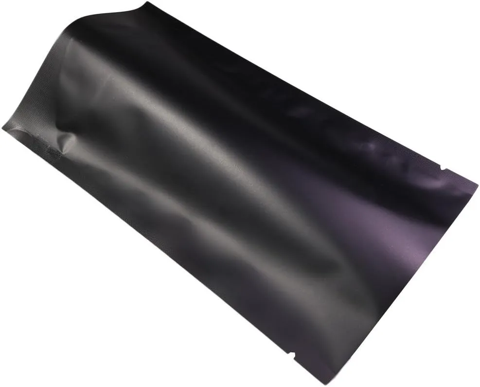 Pack of 100 Double-Sided Matte Black Open Top Non-Resealable Stand-Up Bags (5.1" x 7.5", Matte Black)