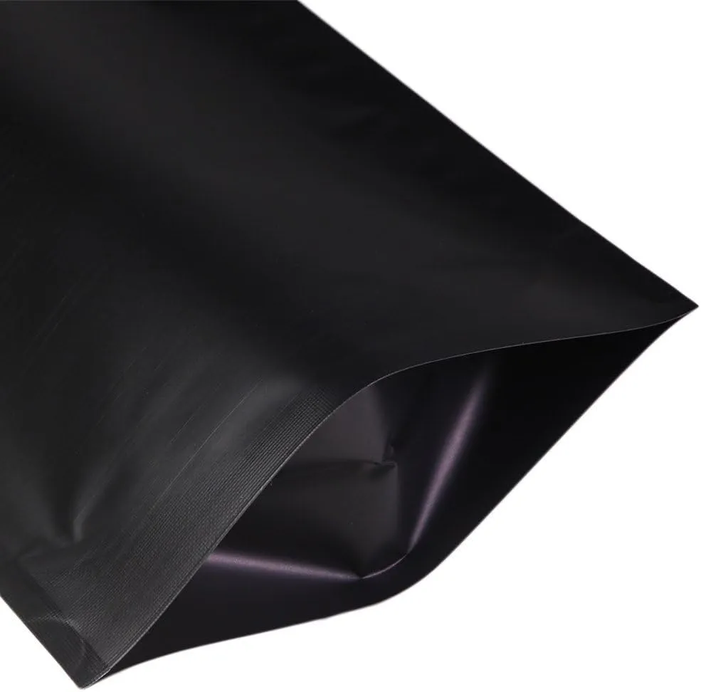 Pack of 100 Double-Sided Matte Black Open Top Non-Resealable Stand-Up Bags (5.1" x 7.5", Matte Black)