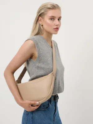 Paris Hobo Crossbody Bag in Beige