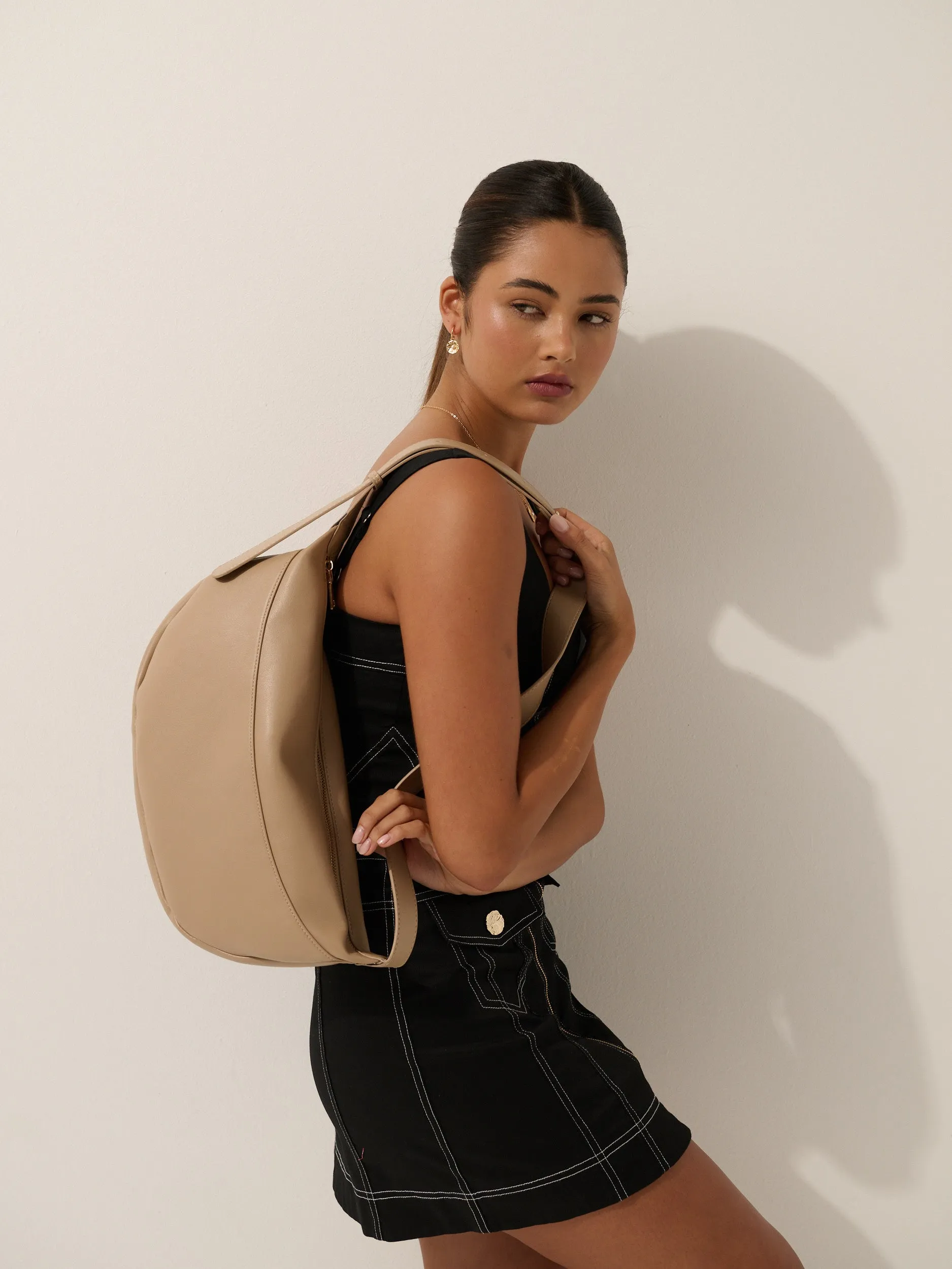Paris Hobo Crossbody Bag in Beige