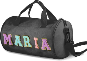 Personalized Dance Bag for Girls, Custom Chenille Letter Duffel Bag, Pink, 12.6 x 7.48 x 1 Inches