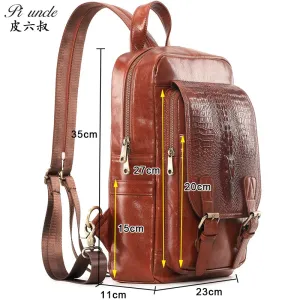 PI UNCLE Men's Chest Bag Genuine Leather Shoulder Bags For Man Messenger Bag Men Sling Bags Fashion Casual Design Crossbody Pack
