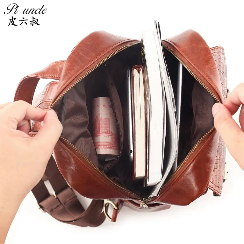 PI UNCLE Men's Chest Bag Genuine Leather Shoulder Bags For Man Messenger Bag Men Sling Bags Fashion Casual Design Crossbody Pack