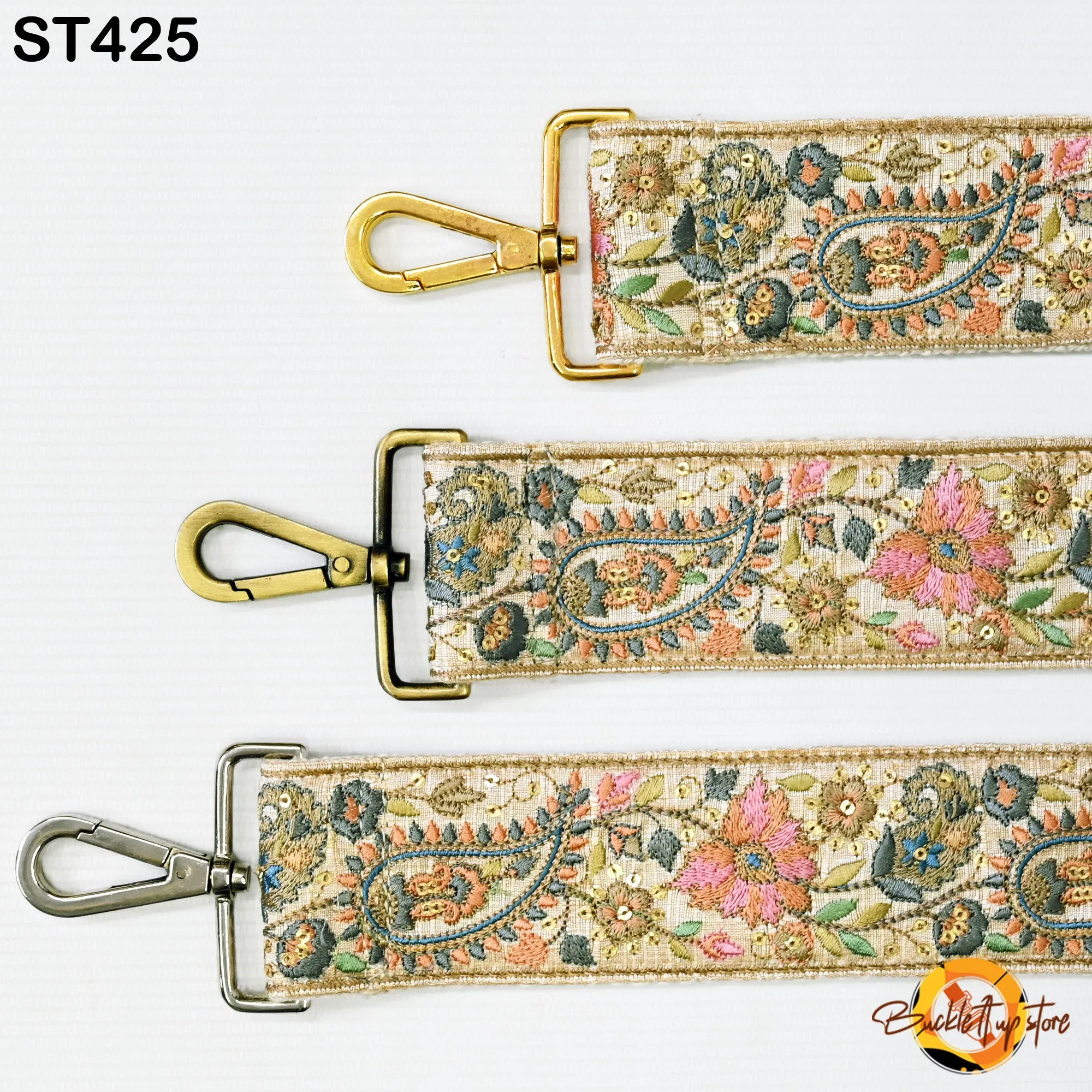 Pink and Grey Embroidered Purse Strap Crossbody Strap for Purses Handbag Boho Bag Strap Floral Embroidery Replacement Strap Boho Guitar Strap Gift for her
