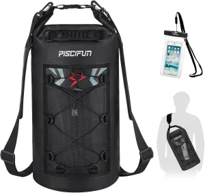 Piscifun Dry Bag, Waterproof Floating Backpack 5L/10L/20L/30L/40L with Waterproof Phone Case for Boating, Kayaking, Fishing