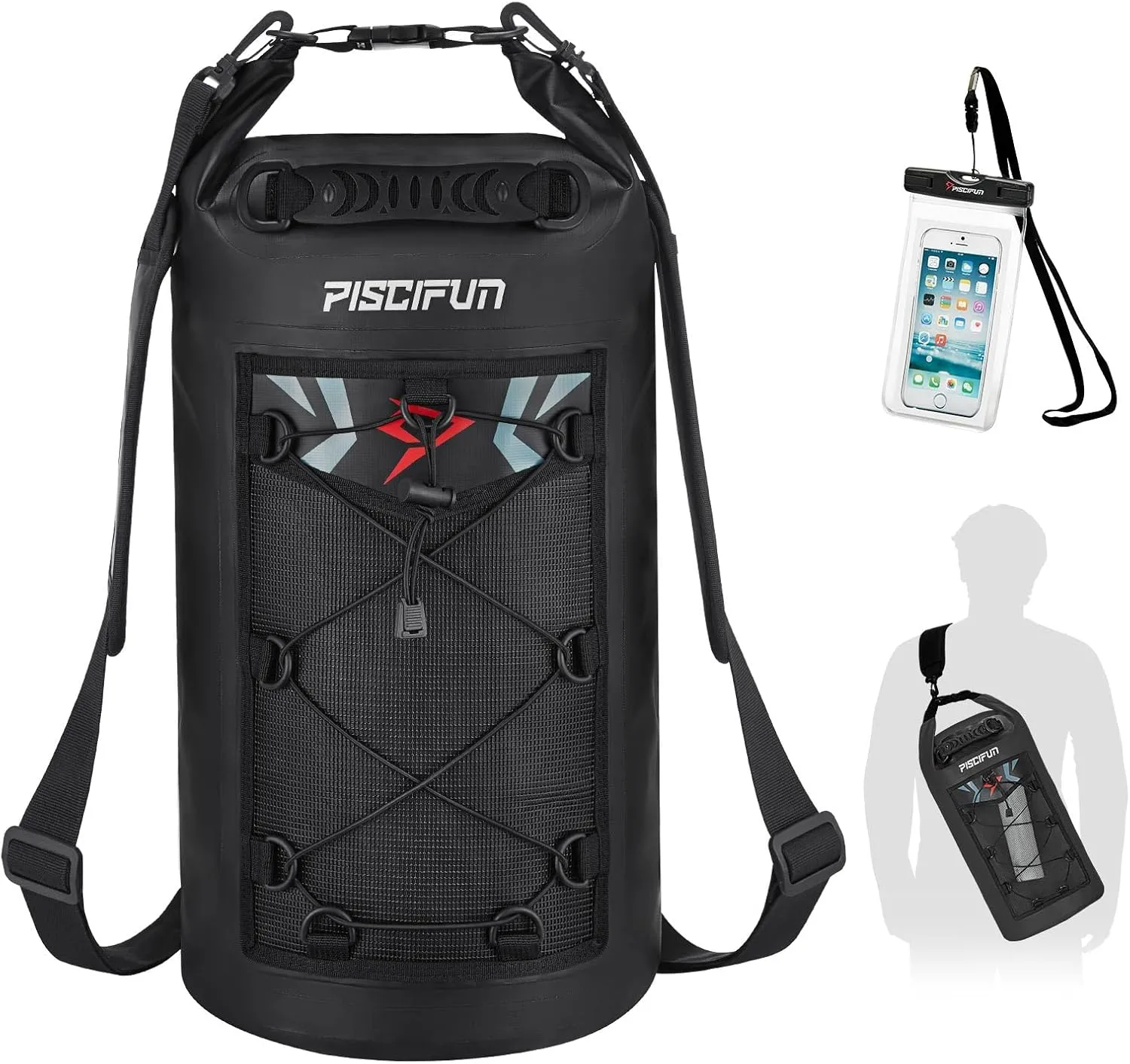 Piscifun Dry Bag, Waterproof Floating Backpack 5L/10L/20L/30L/40L with Waterproof Phone Case for Boating, Kayaking, Fishing