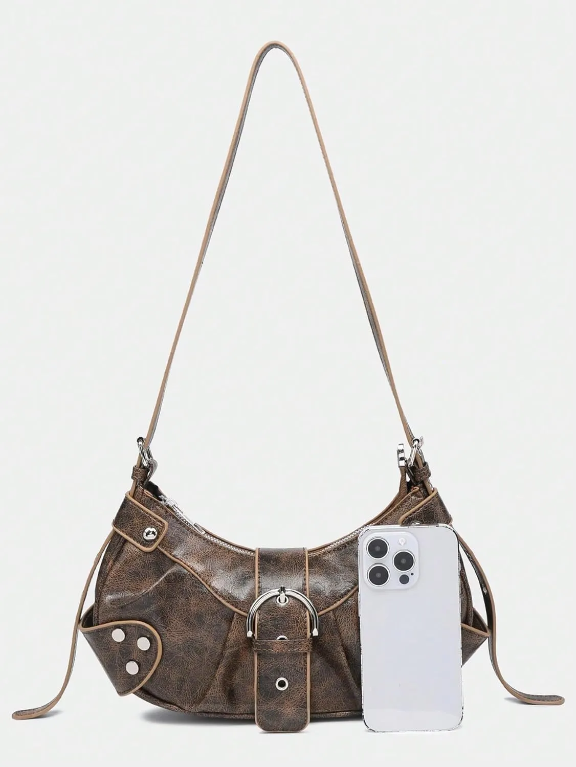 Pleated Hobo Shoulder Bag for Women Metallic Genuine Leather Clutch Purse Mini Handbag for Party or Evening Occasions