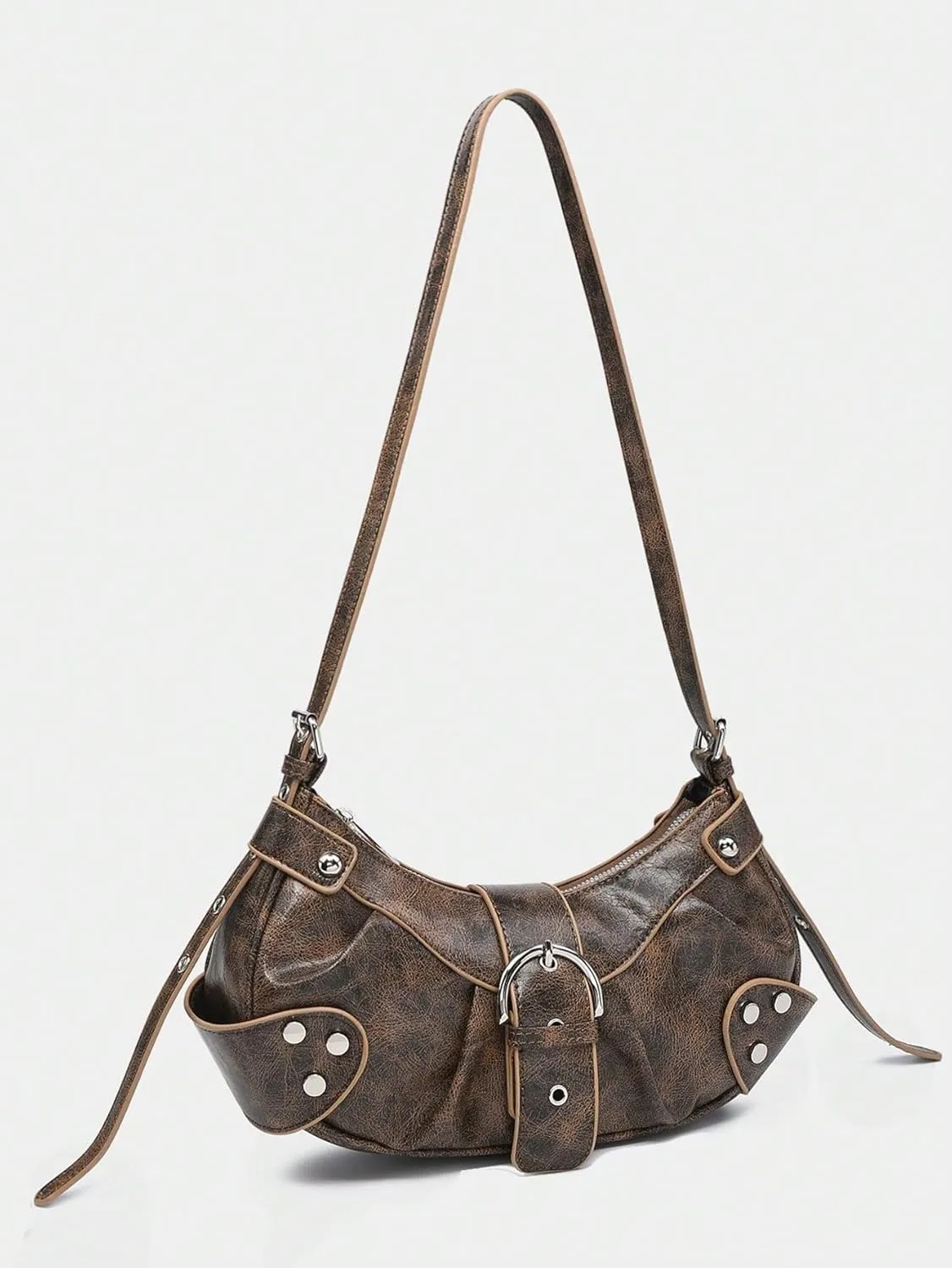 Pleated Hobo Shoulder Bag for Women Metallic Genuine Leather Clutch Purse Mini Handbag for Party or Evening Occasions