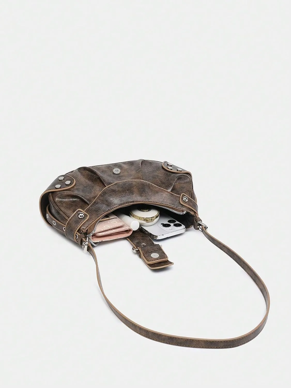 Pleated Hobo Shoulder Bag for Women Metallic Genuine Leather Clutch Purse Mini Handbag for Party or Evening Occasions