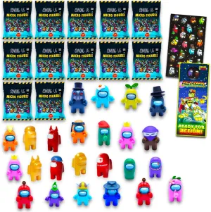P.M.I. Among Us Party Favors Pack for Kids, Boys, Girls - Video Game Party Favors Bundle with 12 Blind Bags with Collectible Crewmate Mini Figurines Plus Stickers | Among Us Figures Set