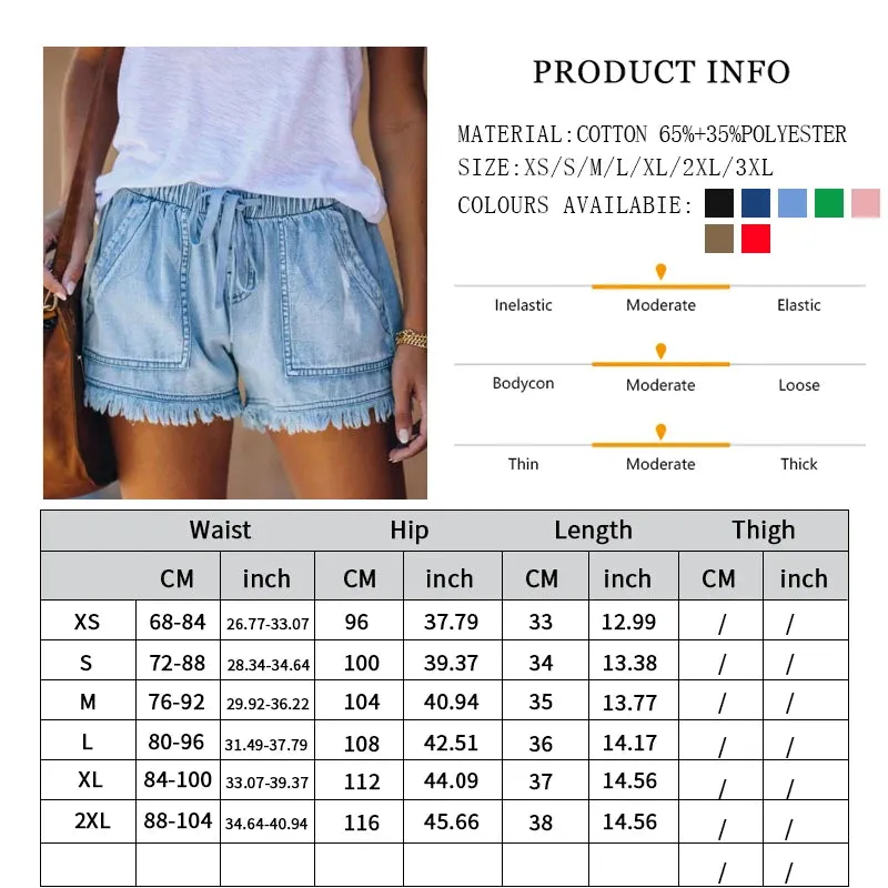 Pocketed Frayed Denim Shorts