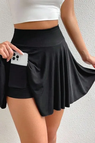 Pocketed High Waist Skort