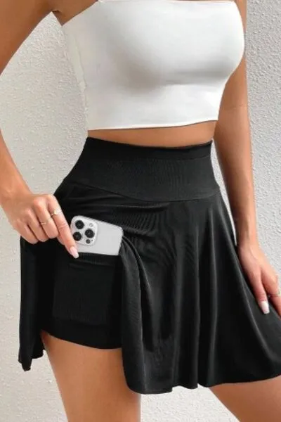Pocketed High Waist Skort